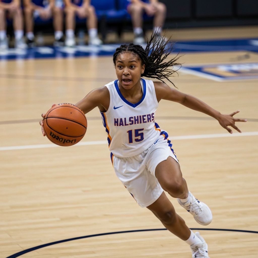 Game action - player driving to basket