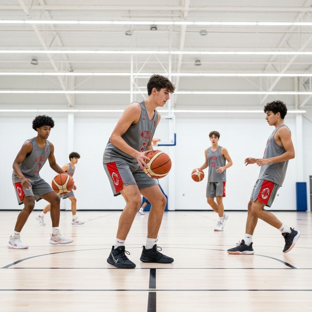 Team practice session with dribbling drills