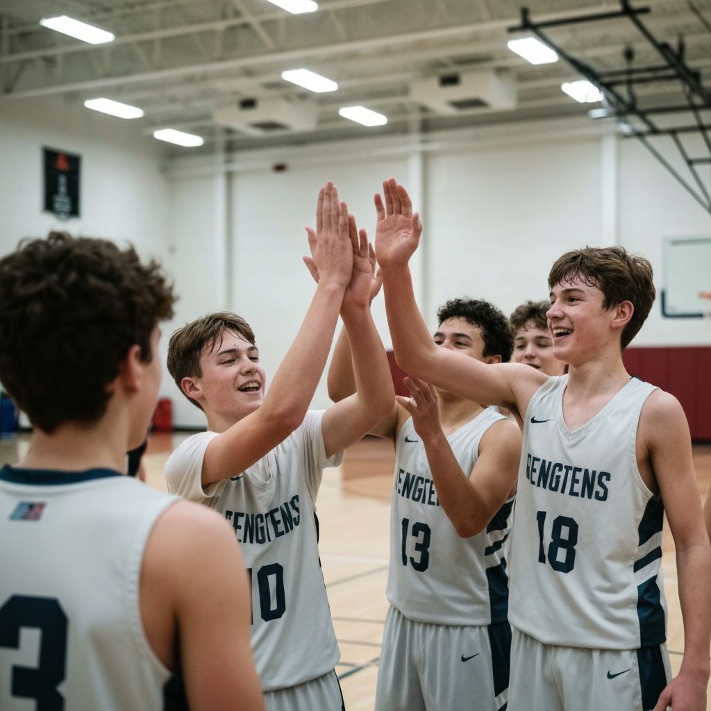 Team celebrating with high fives