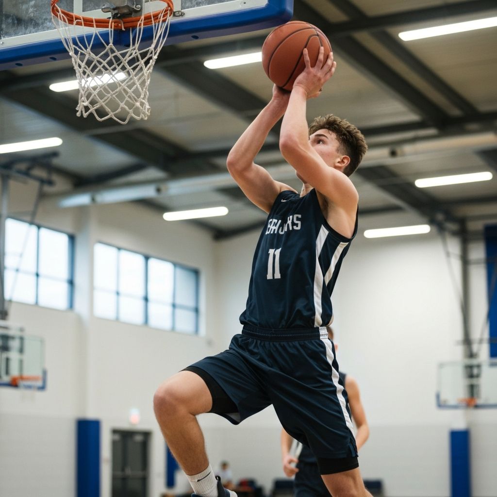 Game action - player making a layup